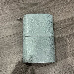 Beach theme metallic blue leather journal cover A6